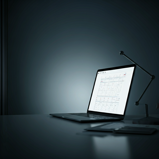 Modern minimal workspace with laptop and notebook on white marble desk