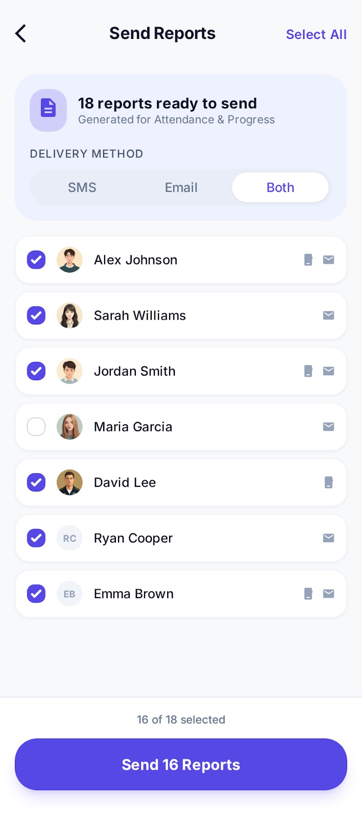 Bulk send reports